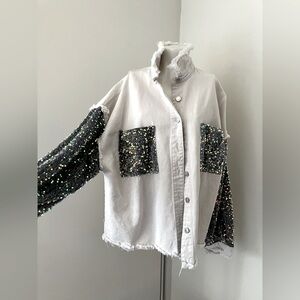 Pinch Me Denim Shirt with Sequins
